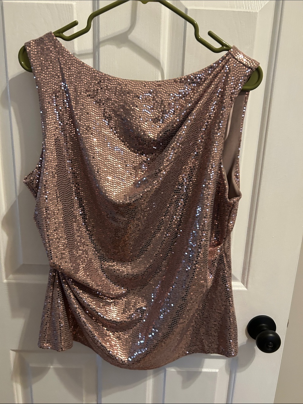 Sequin Draped Sleeveless Camisole - Rose Gold
